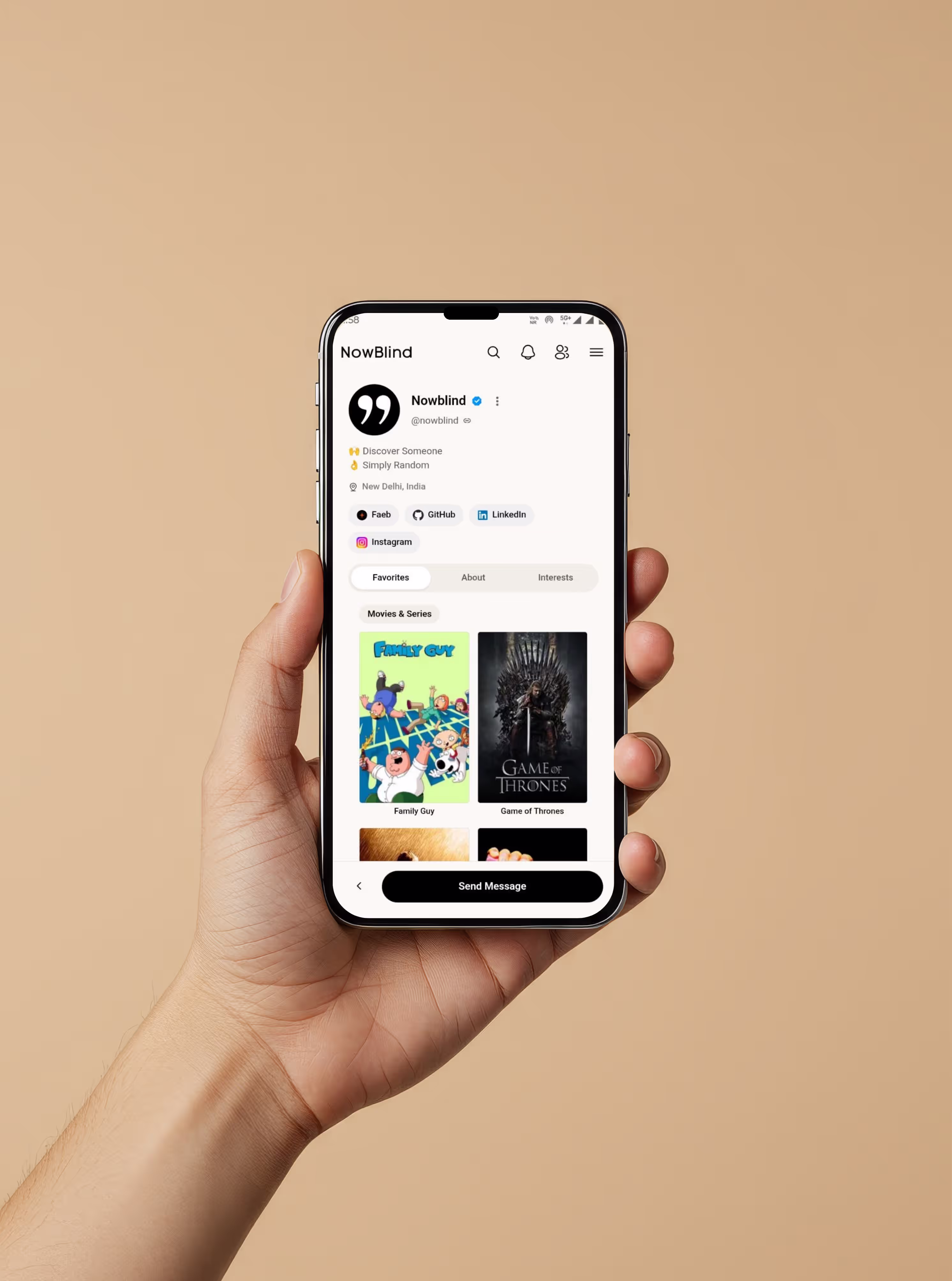 NowBlind swipe discovery - browse people without random matching pressure
